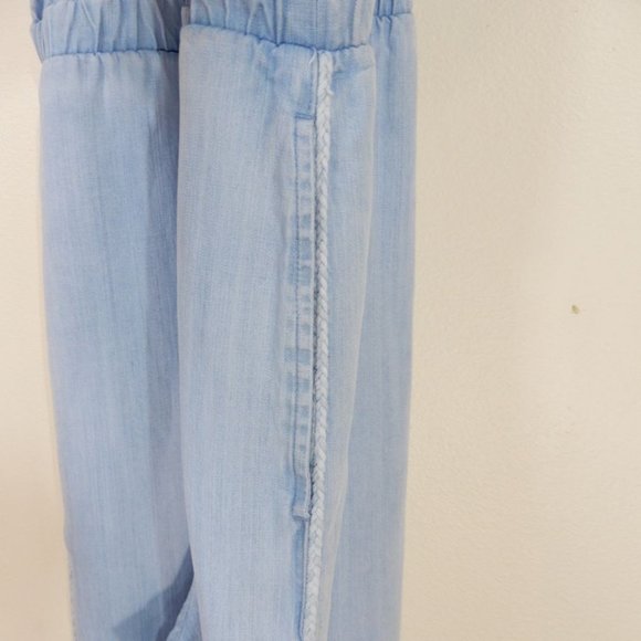CLOTH & STONE Anthropologie Halter Neck Cropped JUMPSUIT Size S SMALL Blue NEW - Picture 6 of 9